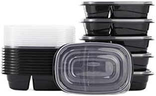 Rubbermaid 32-Piece Food Storage Containers with 2 Compartments and Lids for Lunch, Meal Prep, and Leftovers, Dishwasher Safe, 4.7-Cup, Black