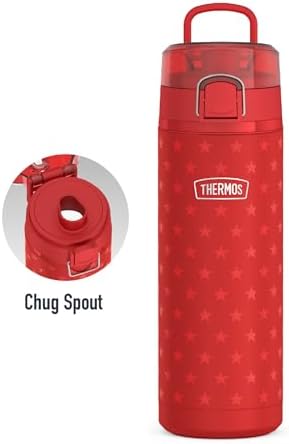 THERMOS ICON SERIES, Stainless Steel Water Bottle with Spout - 24 Ounce, Red Stars - Vacuum Insulated Water Bottle with Lid