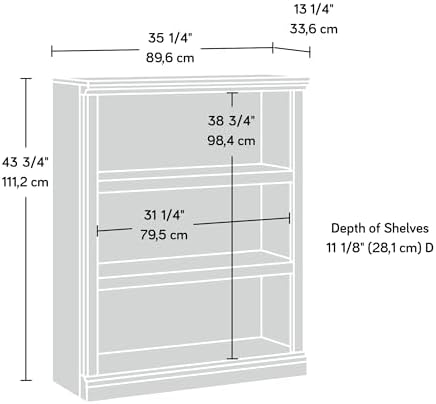 Sauder Miscellaneous Storage 3-Shelf Display Bookcase, Pacific Maple Finish