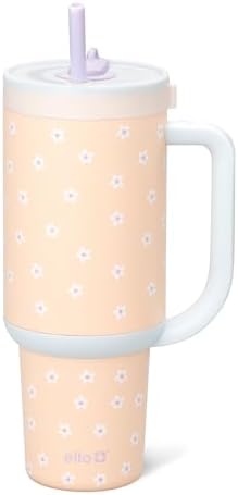 Ello Oasis 40oz Insulated Stainless Steel Tumbler with Straw, Daisies