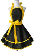 Violet Mist Cute Lovely Retro Aprons for Women Girls Lady Sexy Vintage Aprons Black Yellow Vintage 50s Apron Halloween Christmas Apron Cooking Kitchen Ruffle Apron for Housewife Waitress Mother's Gift