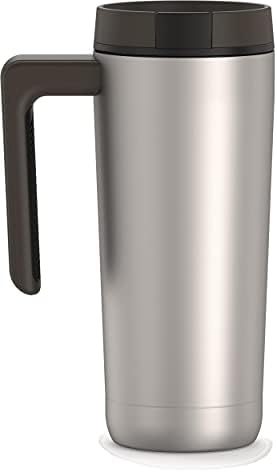 THERMOS ALTA SERIES Stainless Steel Mug 18 Ounce, Matte Steel/Espresso Black