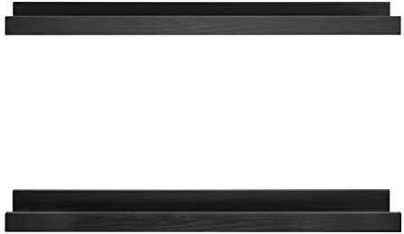MCS Picture Ledge Shelf, Room Decor Floating Shelf, Black Woodgrain, 23.75 Inch, Set of 2