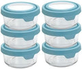 Anchor Hocking 2 Cup Glass Storage Containers with Lids, Set of 6 Glass Food Storage Containers with Mineral Blue TrueSeal Lids