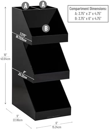 Mind Reader Coffee Tea Utensil and Condiment Station, Countertop Organizer, Coffee Bar, Kitchen, Acrylic, Black
