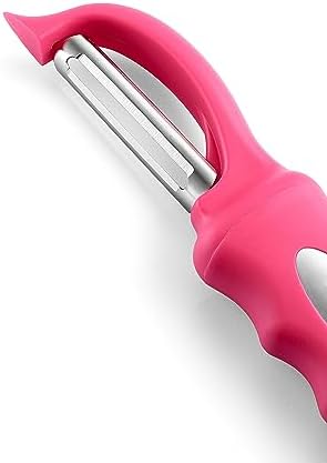 Spring Chef Swivel Vegetable Peeler for Kitchen w/Soft Grip Handle, Pink