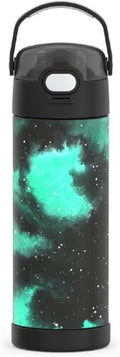 THERMOS FUNTAINER 16 Ounce Stainless Steel Vacuum Insulated Bottle with Wide Spout Lid, Galaxy Green (Pack of 6)