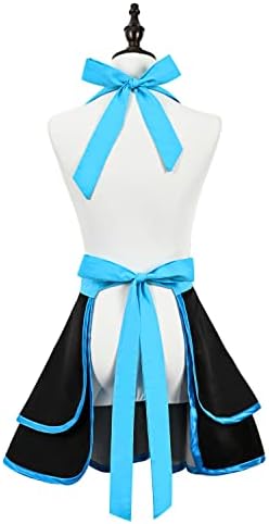 Violet Mist Cute Lovely Retro Aprons for Women Girls Ladies Sexy Vintage Aprons Black Blue Vintage 50s Apron Halloween Christmas Apron Cooking Kitchen Ruffle Apron for Housewife Waitress Mother's Gift