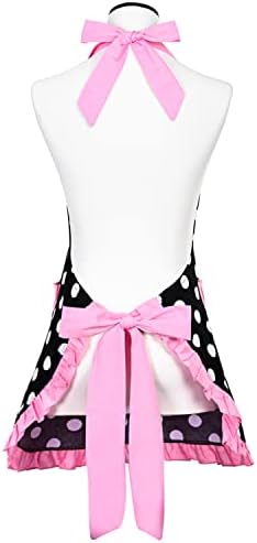 Violet Mist Vintage Apron Pockets Women Cute Polka Dot Retro Stylish Apron