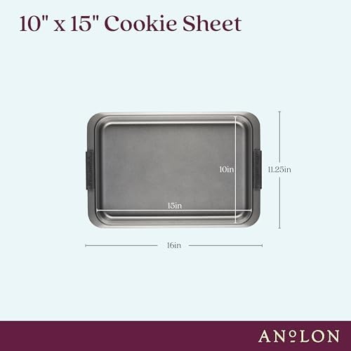 Anolon Advanced Nonstick Bakeware with Grips, Nonstick Cookie Sheet / Baking Sheet - 10 Inch x 15 Inch, Gray