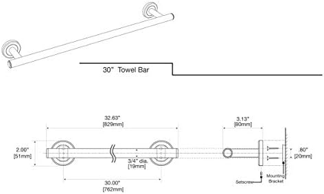 Gatco 4240AMX Latitude II 30-Inch Towel Bar, Wall Mounted Bathroom Towel Holder, Matte Black