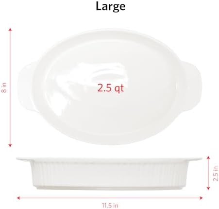 Glad Baking Dish Set, 3pc - Oval Stoneware Casserole Dishes for Oven and Microwave - Nesting Bakeware Set with Handles (11.5'', 10'', and 8.5''), Dishwasher Safe