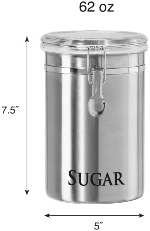 Oggi Stainless Steel Coffee and Sugar Canisters - Airtight Clamp Lid Containers