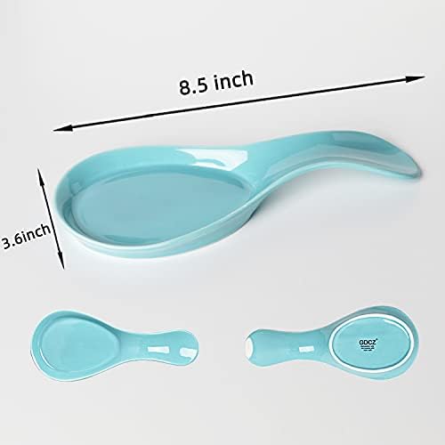 GDCZ Large Porcelain Spoon Rest for Kitchen Stove Top (Turquoise)
