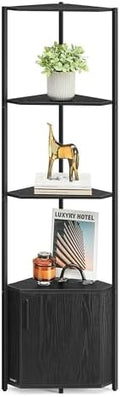VASAGLE Corner Shelf Floor Standing, 5-Tier Bookshelf with Cabinet