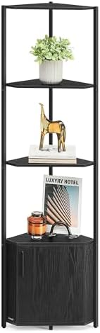 VASAGLE Corner Shelf Floor Standing, 5-Tier Bookshelf with Cabinet