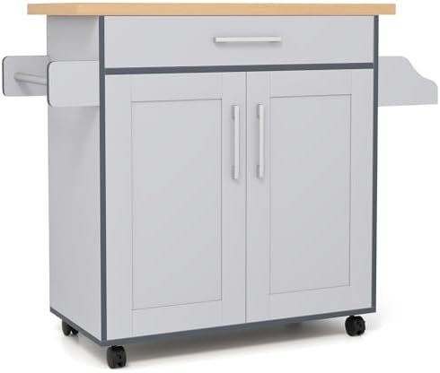 COSTWAY Kitchen Island On Wheels, Rolling Storage Trolley Cart