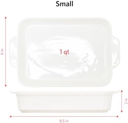Glad Baking Dish Set, 3pc - Rectangular Stoneware Casserole Dishes for Oven and Microwave - Nesting Bakeware Set with Handles (12'', 10.5'', and 8.5''), Dishwasher Safe