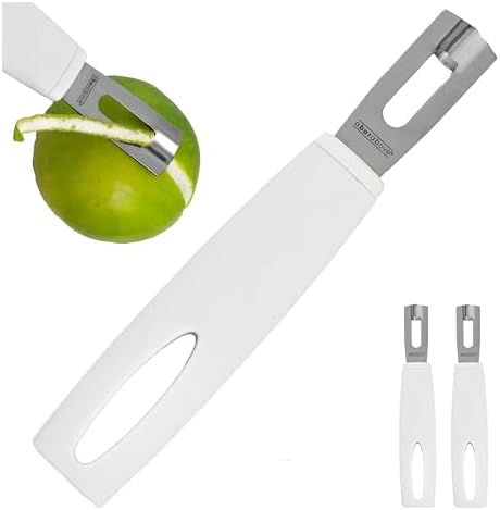 A Bar Above Premium Quality Channel Knife, Stainless Steel, White Handle, Garnish for Cocktail Mixers, Lemon Zester, and Fruit Peeler, Professional-Grade Bar Accessory, Durable Citrus Knife, Pack of 2