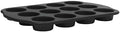 Oster Teston 12-Cup Muffin Pan, Nonstick Carbon Steel Cupcake Baking Tray, Matte Black, PFAS-Free, Easy Release, Oven-Safe Bakeware