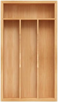 Small Silverware Organizer, Bamboo Kitchen Drawer Organizer, Utensil Holder, Cutlery Tray & Spoon Flatware Storage with Grooved Drawer Dividers (6.7''W x 12''D)