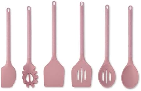 Core Kitchen Silicone and Wheat Fiber Cooking Utensils 6-Piece Set - Pink Heart