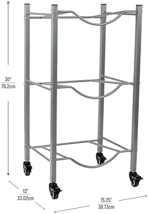 Mind Reader 5 Gallon Water Jug Stand, Water Bottle Holder, Water Cooler, Rack, Wheels, Metal, 16.5"L x 13.75"W x 31"H, Gray