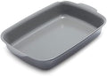 GreenPan Premiere Ovenware Healthy Ceramic Nonstick 13" x 9" Rectangular Baking Pan, Cast Aluminum Bakeware, Warp-Free, Oven and Broiler safe to 600F,Dishwasher Safe, PFAS-Free, Gray