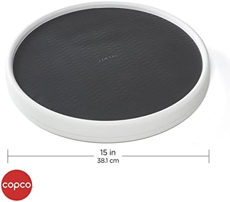 Copco 15 Inch Non-Skid Lazy Susan Turntable Organizer for Cabinet, Pantry, Refrigerator - Charcoal Gray, Smooth-Glide Ball Bearings, Raised Rim
