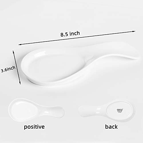 GDCZ Large Porcelain Spoon Rest for Kitchen Stove Top (White)