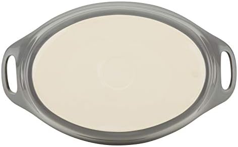 Rachael Ray Solid Glaze Ceramics Bakeware / Baking Pan, Oval - 2.5 Quart, Gray
