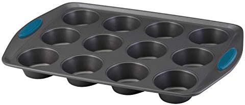 Rachael Ray Yum -o! Nonstick Bakeware 12-Cup Muffin Tin With Grips / Nonstick Cupcake Tin With Grips - 12 Cup, Gray