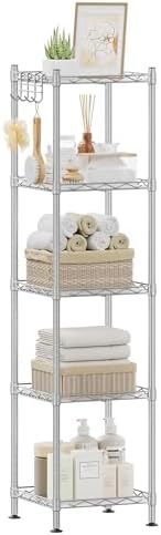 SONGMICS 5-Tier Bathroom Shelf, Storage Rack for Small Space