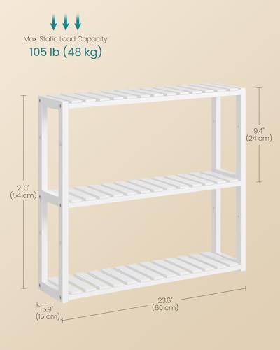 SONGMICS Bamboo Bathroom Shelf, 3-Tier Adjustable Plants Rack