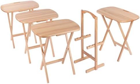Winsome Lucca Set of 4 Foldable Snack Tables with Storage Rack