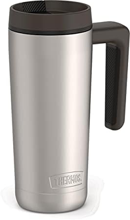 THERMOS ALTA SERIES Stainless Steel Mug 18 Ounce, Matte Steel/Espresso Black