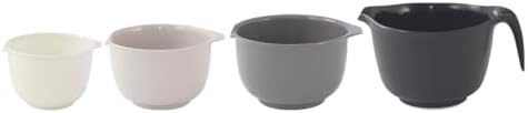 Glad Mixing Bowls with Pour Spout, Set of 4 - Nesting Plastic Bowls (1.2qt, 1.9qt, 2.8qt, and 3qt with Handle) - Non Slip Base, Dishwasher Safe Kitchen Cooking and Baking Supplies, Grey