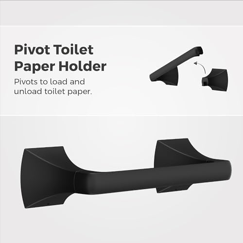 Pfister Bruxie Toilet Paper Holder, Bathroom Tissue Roll Holder, Wall-Mounted, Screw-In, Matte Black Finish, BPHBIE0B