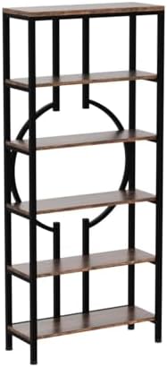 Tribesigns 70.9 Inch Industrial Bookshelf, 6-Tier Tall Etagere Bookcase with Open Shelves, Metal Decorative Book Shelf Storage Shelving Unit for Living Room and Home Office, Rustic Brown