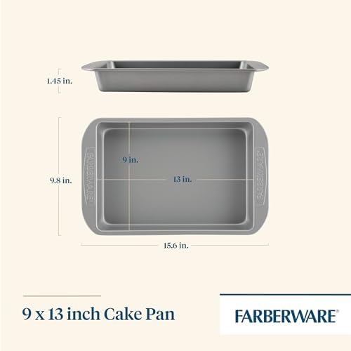 Farberware Nonstick Bakeware Baking Pan/Nonstick Cake Pan,Rectangle - 9 Inch x 13 Inch,Gray,(Pack of 6)