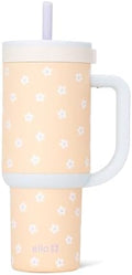 Ello Oasis 24oz Insulated Stainless Steel Tumbler with Straw, Daisies