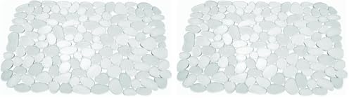 iDesign Pebblz Large Plastic Sink Grid, Non-Skid Dish Protector Mat for Kitchen, Bathroom, Basement, Garage, 11.75" x 15.75" - Clear (Pack of 2)
