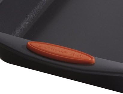 Rachael Ray 55673 Nonstick Bakeware Set with Grips includes Nonstick Bread Pan, Baking Pans and Cake Pans - 5 Piece, Gray with Orange Grips