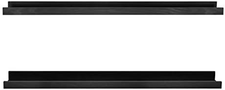 MCS Picture Ledge Shelf, Room Decor Floating Shelf, Black Woodgrain, 35 Inch, Set of 2