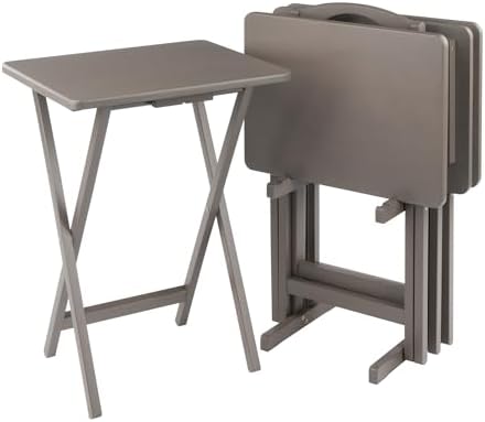 Winsome Alex Set of 4 Foldable Snack Tables with Storage Rack