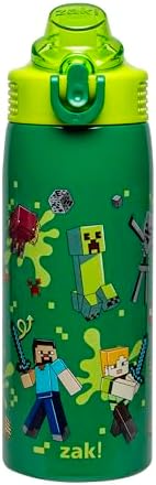 Zak Designs Minecraft Steve Sage 19oz Leak-Proof Straw Kids Water Bottle