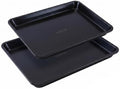 NutriChef Non-Stick Cookie Sheet Baking Pans, 2-Piece Oven Baking Trays w/ Superior Nonstick Coating - 15" x 11" & 13" x 9" Sizes for Convenient Roasting & Baking - Dishwasher Safe