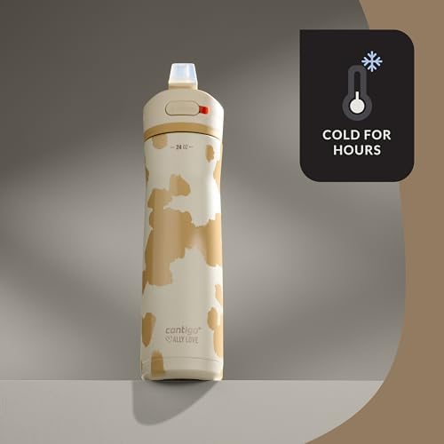 Contigo x Ally Love Jackson Chill 2.0, Stainless Steel, Spill Proof Water Bottle with AutoPop Lid, BPA Free, 24oz, Oatmilk