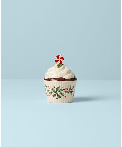 Lenox Holiday Bakeshop Cupcake Christmas Candy Jar with Lid