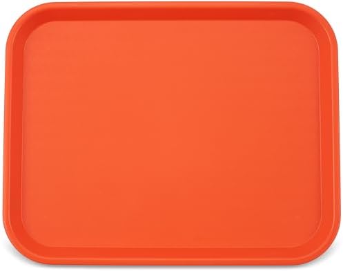 Carlisle FoodService Products Cafe Fast Food Cafeteria Tray with Patterned Surface for Cafeterias, Fast Food, And Dining Room, Plastic, 17.87 X 14 X 0.98 Inches, Orange, (Pack of 12)